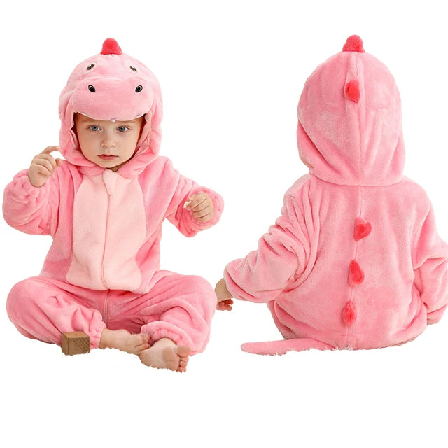 Flannel Animal Onesie with Hood for Babies