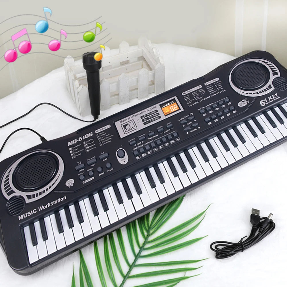 Kids Electronic Piano Keyboard 61 Keys Organ with Microphone