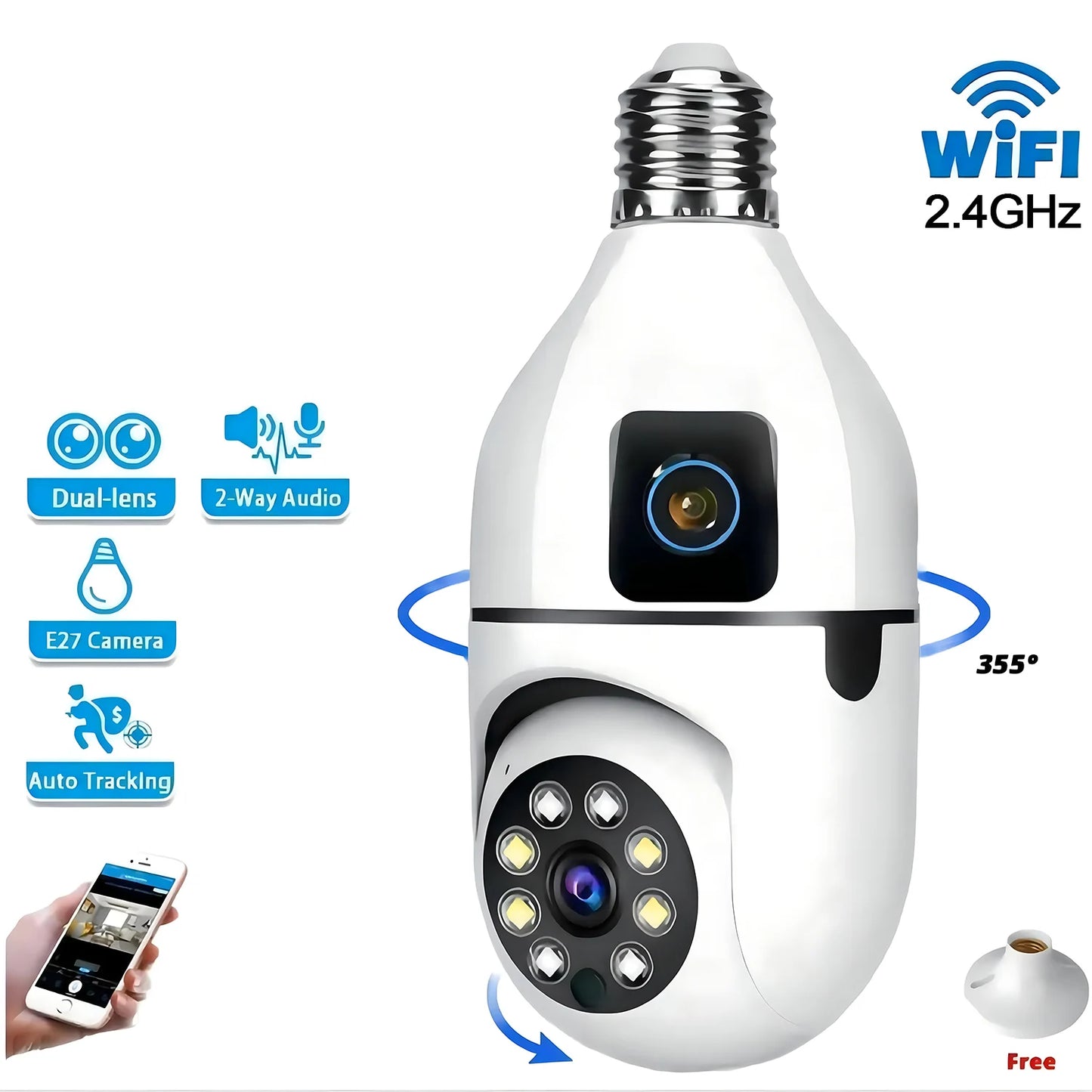 Wireless Surveillance Camera Dual Lens Full HD CCTV Monitor Wifi Security IP