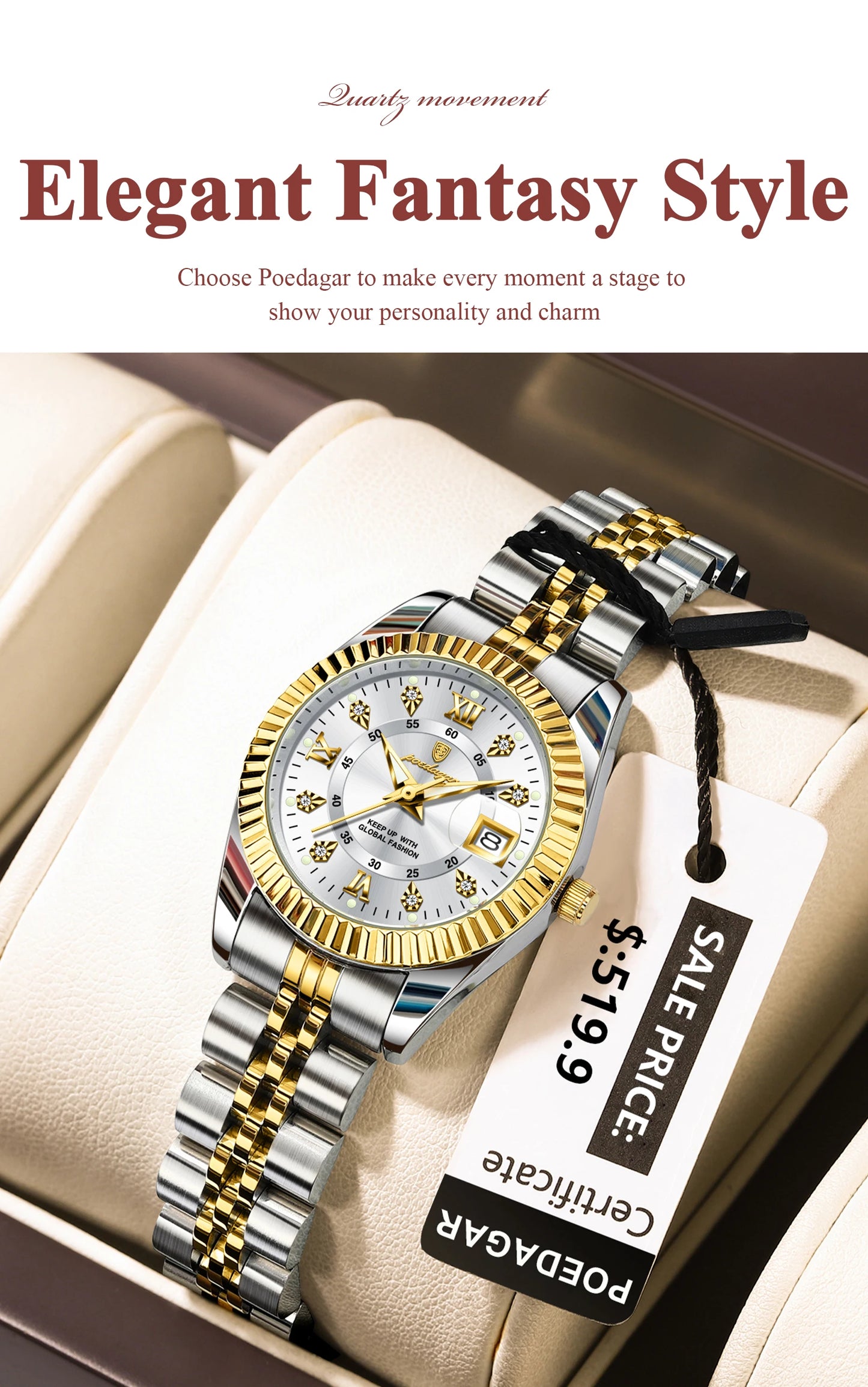 Luxury Elegant Watch for Women Waterproof Luminous Date Ladies Watch Stainless Steel Quartz Women's Watches Girl Reloj