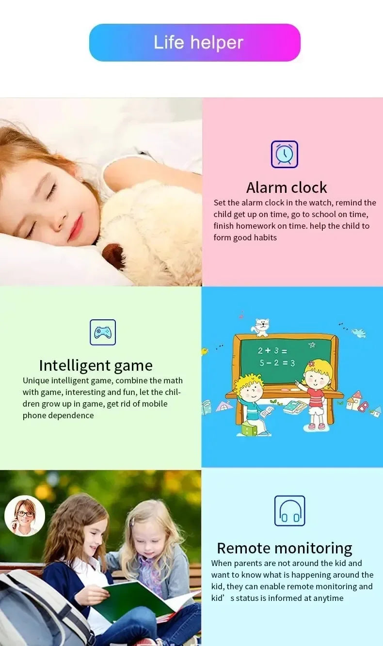 Smartwatch para crianças com wifi, sos, gps localização, chamada de vídeo, cartão sim, à prova de água