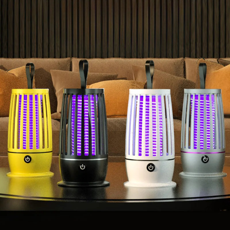 Portable electric lamp that kills mosquitoes, flies and other insects