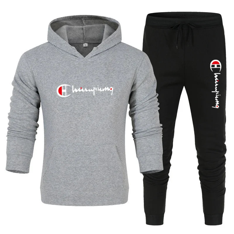 Men's Tracksuit Hooded Sweatshirt+Sweatpants 2 Pcs