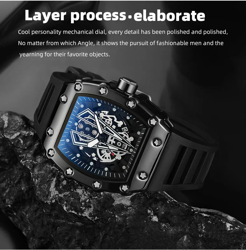 Men Quartz Waterproof Sport Square Luminous