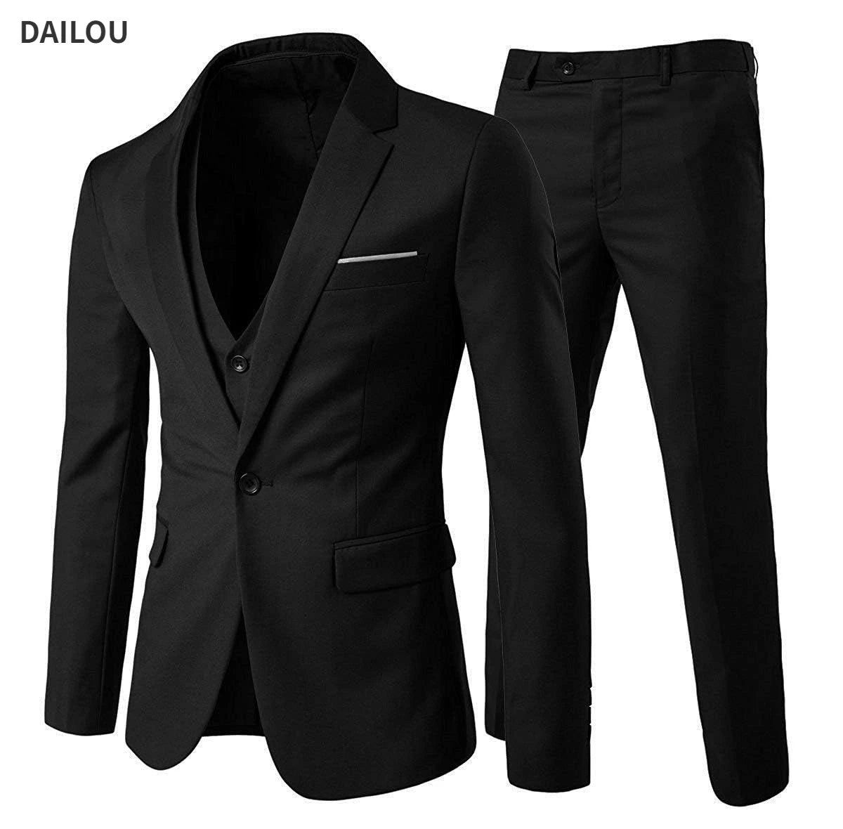 Elegant Suits 3 Pieces 2 Set Jackets Vest Pants Luxury Blazers