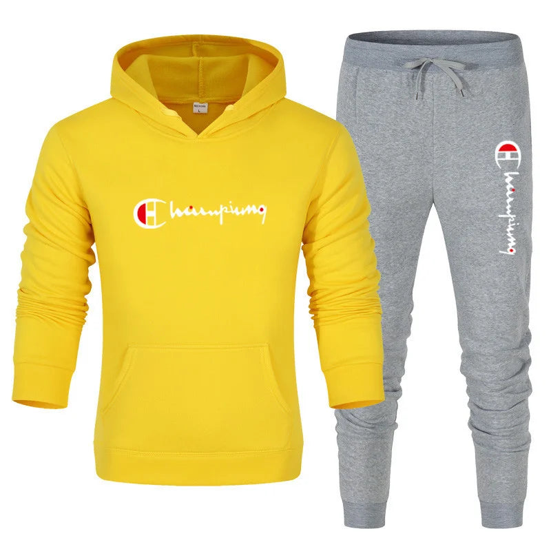 Men's Tracksuit Hooded Sweatshirt+Sweatpants 2 Pcs